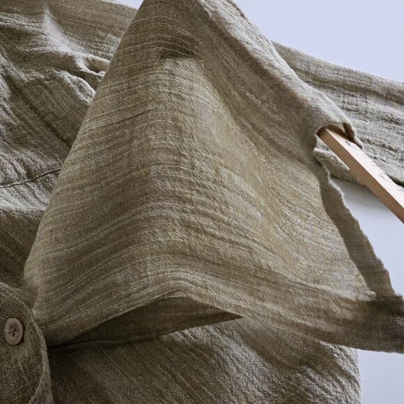 Tobasco Top Women US 10 /46 Olive LS Linen Blend Italy Breathable Summer Buttons - Picture 11 of 16